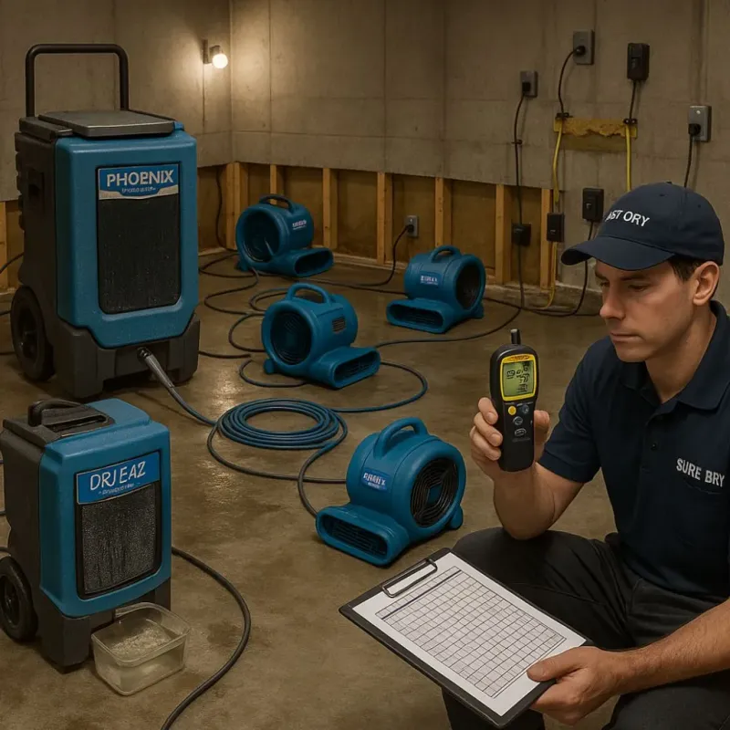 Structural Drying and Dehumidification process in Stony Point, MI